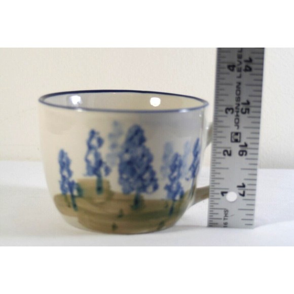 VTG Chi Kiang Stoneware Coffee Mug Blue Trees Watercolor Style Cup - Picture 9 of 10